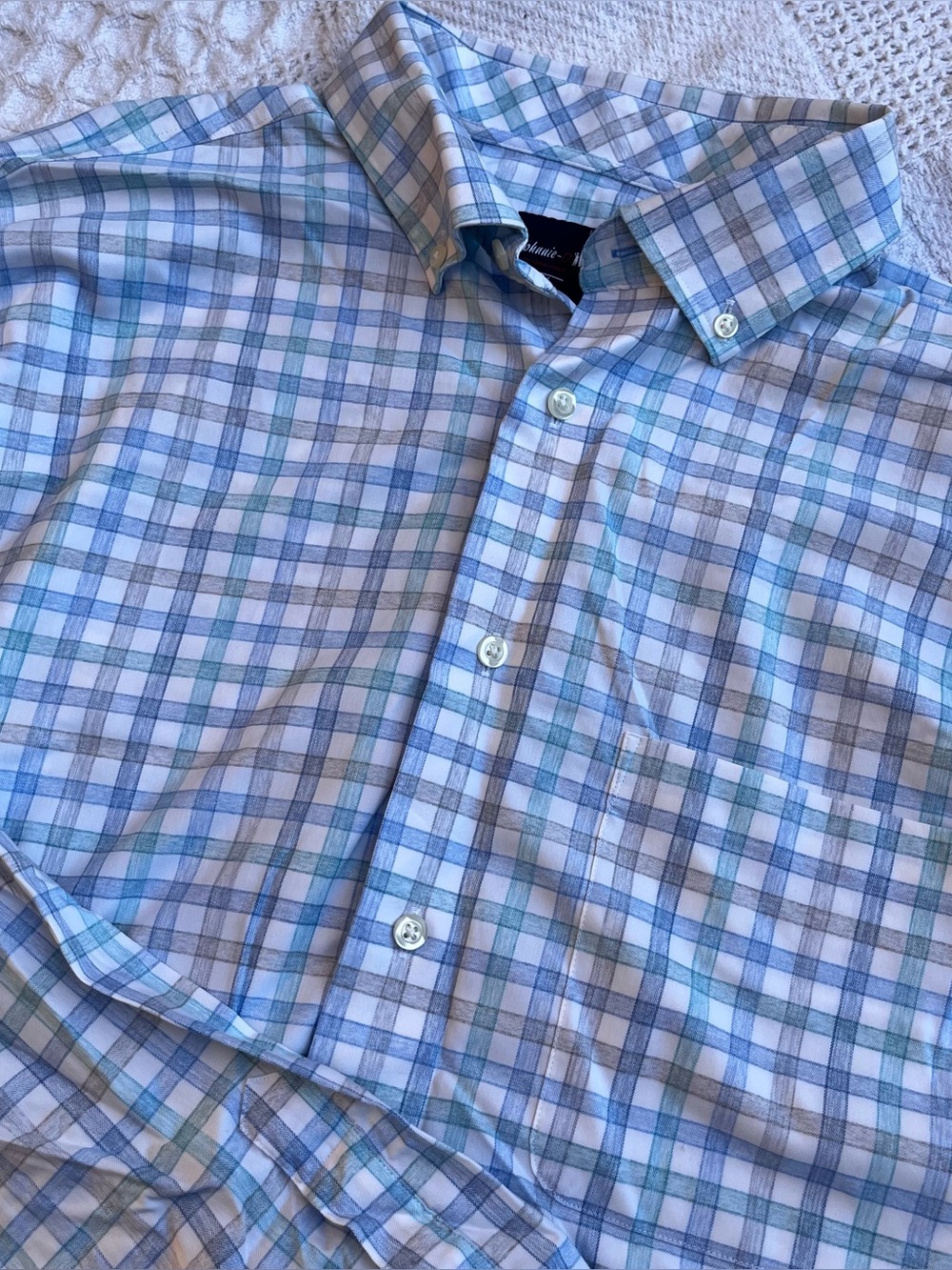 Johnnie-O plaid shirt blue men’s 1xl tall golf performance long sleeve collared